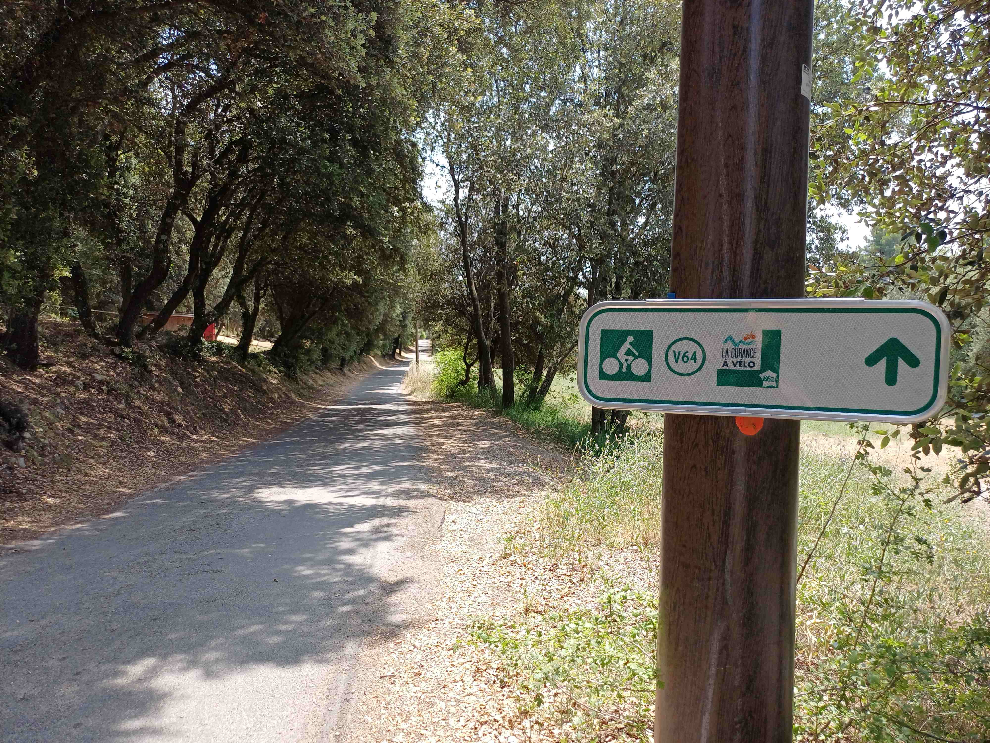 Passage en pinède / Panneau directionnel